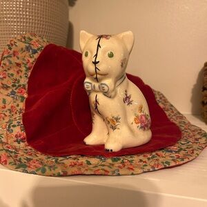 Floral MCM Ceramic Cat Figurine